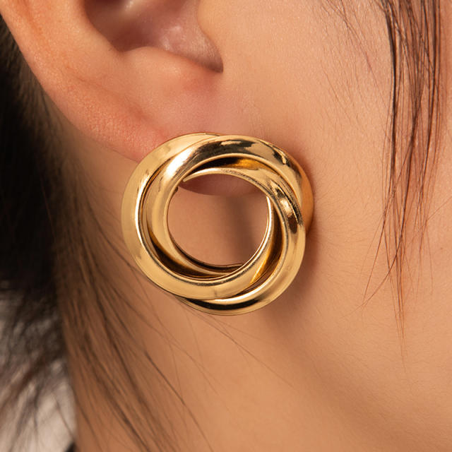Hot sale twisted circle stainless steel earrings