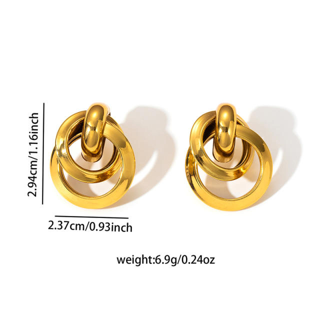 Elegant easy match circle to circle stainless steel earrings