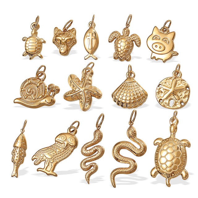 Hot sale ocean series animal charms stainless steel charms DIY jewelry accessory