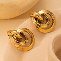 Elegant easy match circle to circle stainless steel earrings
