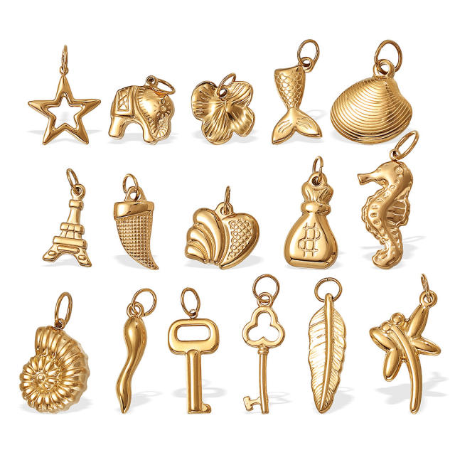 Shell seahorse star key stainless steel necklace pendant bracelet necklace accessories