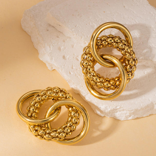 18KG no fading circle to circle stainless steel earrings