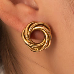 Easy match twisted circle stainless steel earrings
