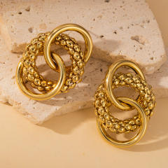 18KG no fading circle to circle stainless steel earrings