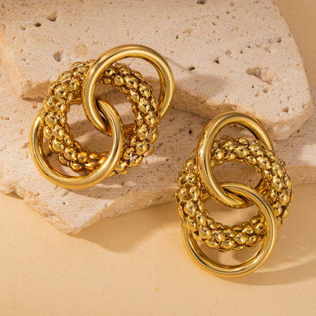 18KG no fading circle to circle stainless steel earrings
