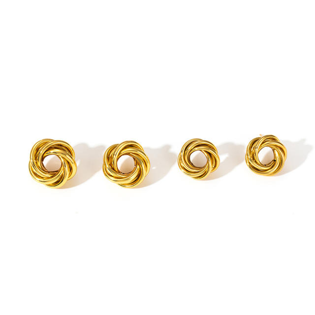 Easy match twisted circle stainless steel earrings