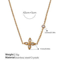 18KG diamond tiny four leaf clover stainless steel necklace dainty necklace