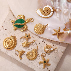 Ocean series conch turtle shell starfish stainless steel charms DIY jewelry accessory
