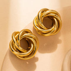 Easy match twisted circle stainless steel earrings