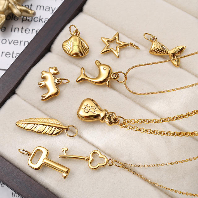 Shell seahorse star key stainless steel necklace pendant bracelet necklace accessories