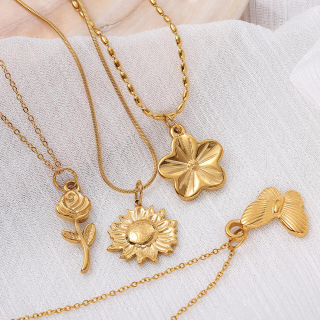 Vintage insect flower charms stainless steel charms DIY jewelry accessory