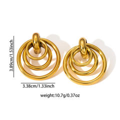 18KG geometric circle stainless steel earrings