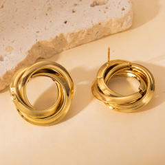 Hot sale twisted circle stainless steel earrings