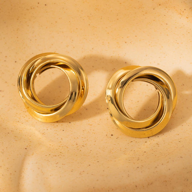 Hot sale twisted circle stainless steel earrings