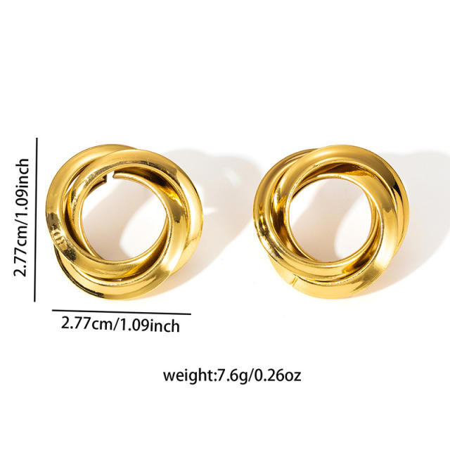 Hot sale twisted circle stainless steel earrings