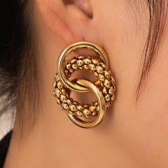 18KG no fading circle to circle stainless steel earrings