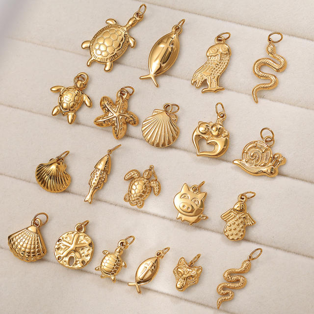 Hot sale ocean series animal charms stainless steel charms DIY jewelry accessory