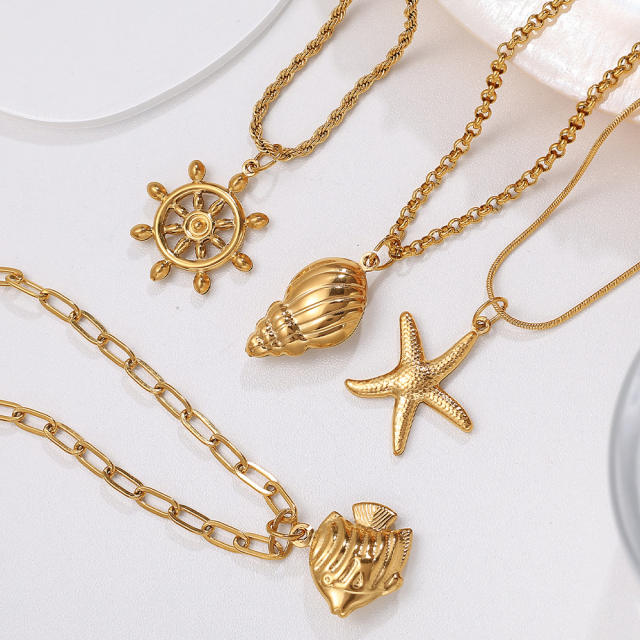 DIY ocean sereis animial shell butterfly stainless steel charm diy jewelry accessory