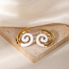 18KG geometric spiral shape enamel stainless steel earrings big earrings