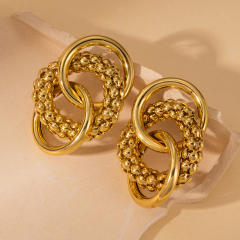 18KG no fading circle to circle stainless steel earrings