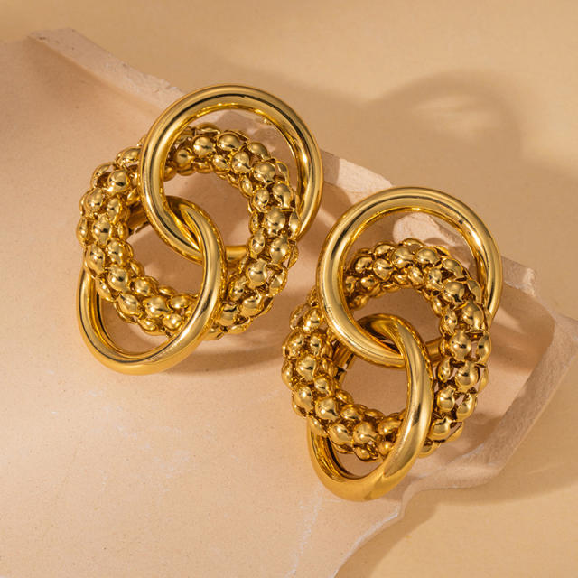 18KG no fading circle to circle stainless steel earrings