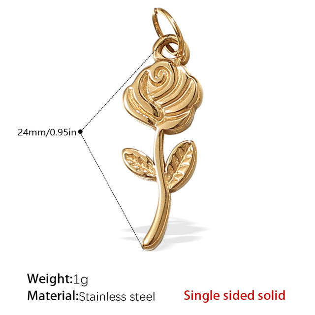 Vintage insect flower charms stainless steel charms DIY jewelry accessory