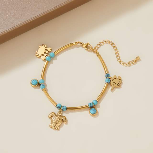 Fashion marine series turtle tropical fish turtle dolphin stainless steel mix bracelet