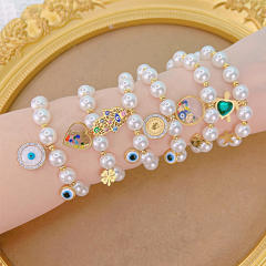 Hot Selling Animal Love Devil's Eye Beaded Bracelet Stainless steel bracelet