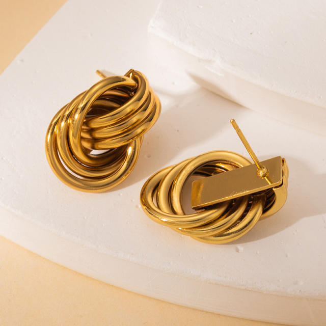 Geometric thick circle stainless steel earrings