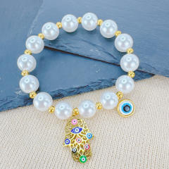 Hot Selling Animal Love Devil's Eye Beaded Bracelet Stainless steel bracelet