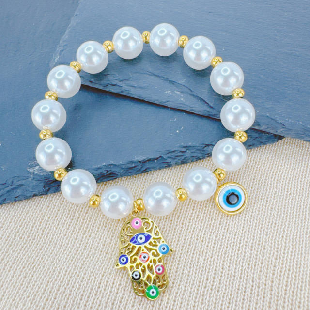 Hot Selling Animal Love Devil's Eye Beaded Bracelet Stainless steel bracelet