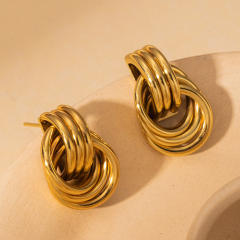 Geometric thick circle stainless steel earrings