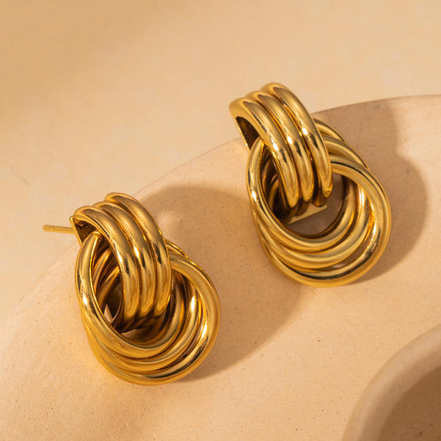 Geometric thick circle stainless steel earrings