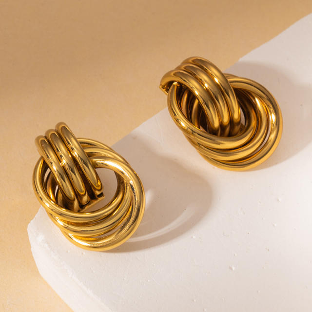 Geometric thick circle stainless steel earrings