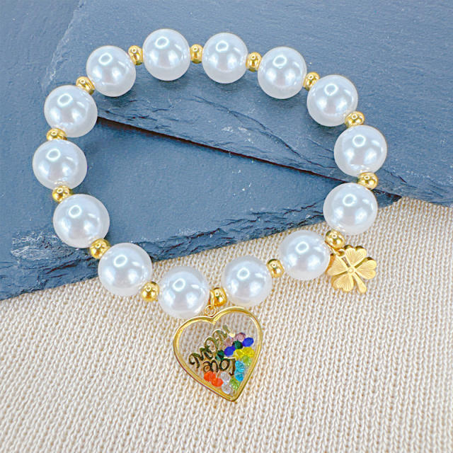 Hot Selling Animal Love Devil's Eye Beaded Bracelet Stainless steel bracelet