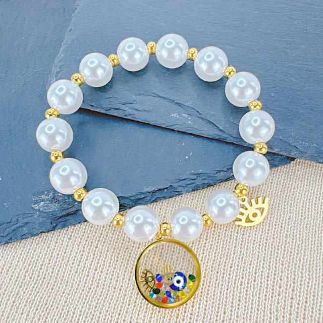 Hot Selling Animal Love Devil's Eye Beaded Bracelet Stainless steel bracelet