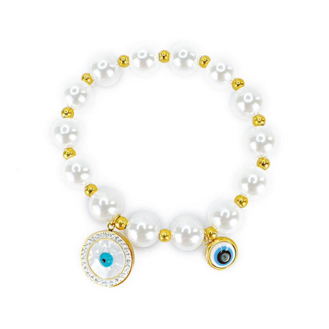 Hot Selling Animal Love Devil's Eye Beaded Bracelet Stainless steel bracelet