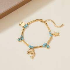 Fashion marine series turtle tropical fish turtle dolphin stainless steel mix bracelet