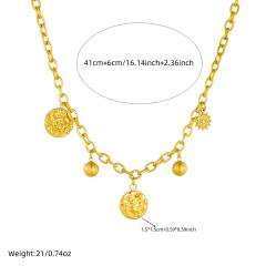 Fashion Star Moon Sun Face Round Pendant Gold-Plated Stainless Steel necklace