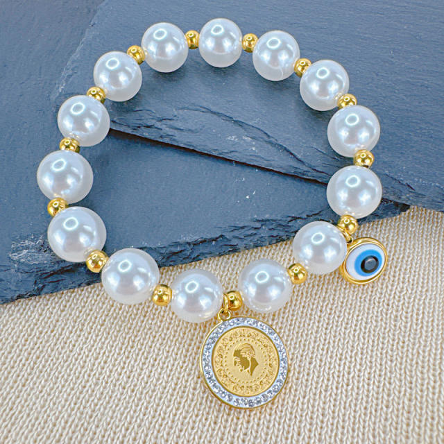 Hot Selling Animal Love Devil's Eye Beaded Bracelet Stainless steel bracelet