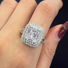 Wedding ring copper plated platinum hand inlaid zircon ring