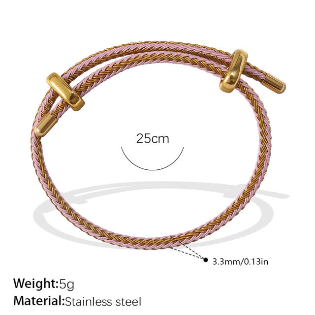 18KG diy charm colorful rope stainless steel bangle band
