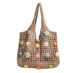 Large Capacity Flower Tote Bag Women's 2025 New Summer Knitted Bag