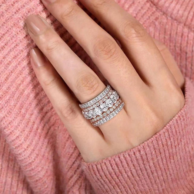 Heavy Industry Ring Geometric Jewelry Oval Zircon Design rings