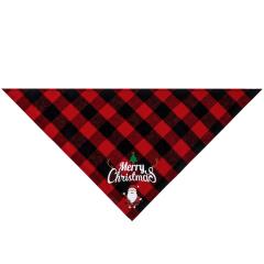 New Christmas pet cotton red black green black plaid pet dog bandana