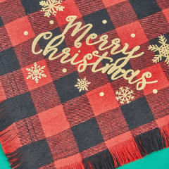 Christmas Plaid tassel pet triangle towel dog bandana