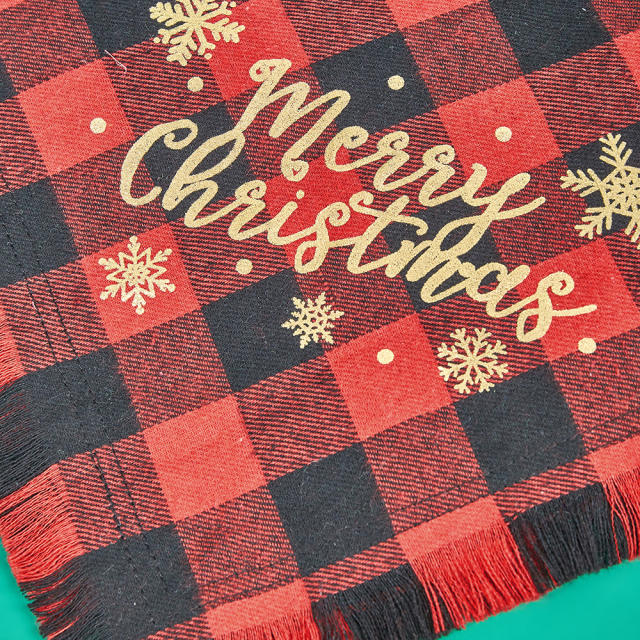 Christmas Plaid tassel pet triangle towel dog bandana