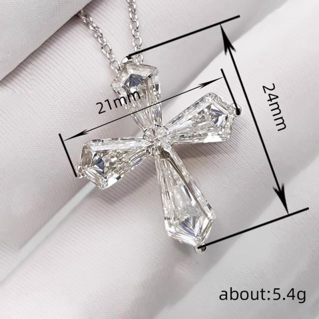 Luxury cubic zircon Cross Necklace Women's New Cyber Celebrity Star Pendant Necklace
