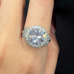 Wedding ring copper plated platinum hand inlaid zircon ring