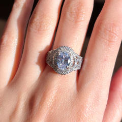 Wedding ring copper plated platinum hand inlaid zircon ring